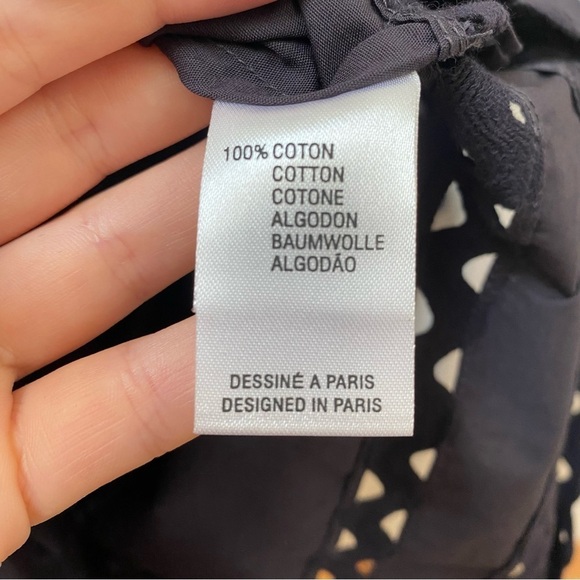 NEW Antik Batik Mali navy blue long sleeve button lace dress puff sleeve 40 - Picture 8 of 13